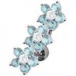 Stříbrný piercing do pupíku se štítem - kytičky (čirá)