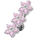 Stříbrný piercing do pupíku se štítem - kytičky (čirá)