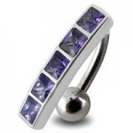 Stříbrný piercing do pupíku se štítem - obrácený (čirá)