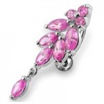 Stříbrný piercing do pupíku (čirá)