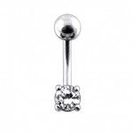 Stříbrný piercing do pupíku, zirkon (tmavě fialová)