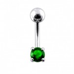 Stříbrný piercing do pupíku, zirkon (tmavě fialová)