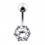 Stříbrný piercing do pupíku se zirkonem (růžová)