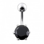 Stříbrný piercing do pupíku se zirkonem (růžová)