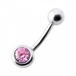 Stříbrný piercing do pupíku se zirkonem (růžová)