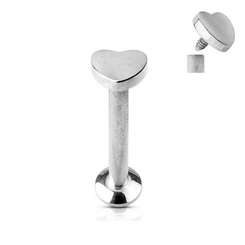 Piercing do brady - labreta, srdíčko (1,2 x 4 mm)