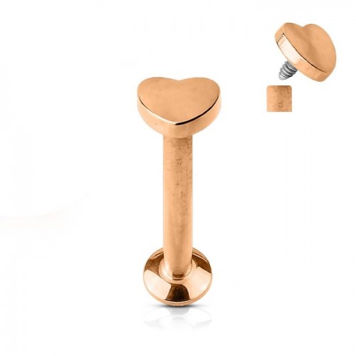 Piercing do brady - labreta, zlacené srdíčko (1,2 x 4 mm)