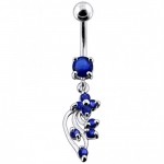 Stříbrný piercing do pupíku (tyrkysová)